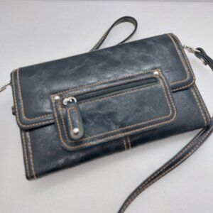 Black Purse Tri - Fold Wallet Shoulder Bag by ACI